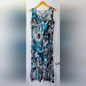 Floral Blue and Black Women's Dress